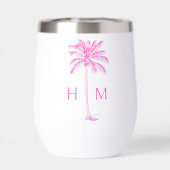 Rosa und weiße Palm-Palmetto-Baum-Monogramm (Rückseite)