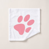 Rosa und weiße Paw-Drucke und Polka-Punkte Badhandtuch Set (Waschlappen)