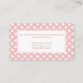 Rosa und weiße Paws Dog Walker Sitzplatz Visitenkarte (Rückseite)