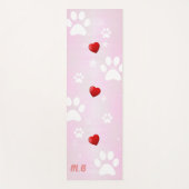 Rosa und weiße Paws mit rotem Herzen Yogamatte (Vorderseite)