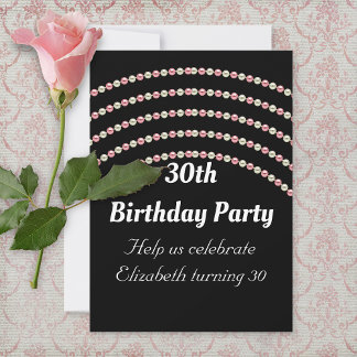 Rosa und weiße Perle zum Geburtstag Einladung