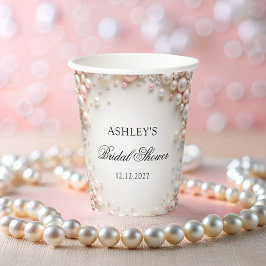 Rosa und weiße Perlen Brautparty Pappbecher