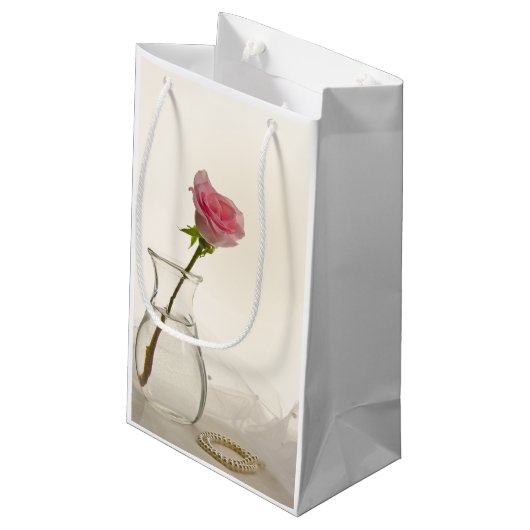Rosa und weiße Perlen Hochzeit Danke Kleine Geschenktüte (Rückseite Schrägansicht)