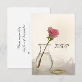 Rosa und weiße Perlen Hochzeit RSVP Karte (Vorne/Hinten)