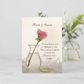 Rosa und weiße Perlen Hochzeit speichern das Datum Einladung (Stehend Vorderseite)