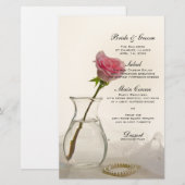Rosa und weiße Perlen Hochzeitsmenü (Vorne/Hinten)