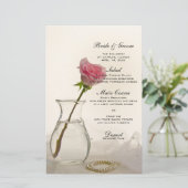 Rosa und weiße Perlen Hochzeitsmenü (Stehend Vorderseite)