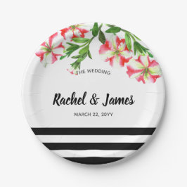 Rosa und weiße Petunien Kunst und Kultur Pappteller