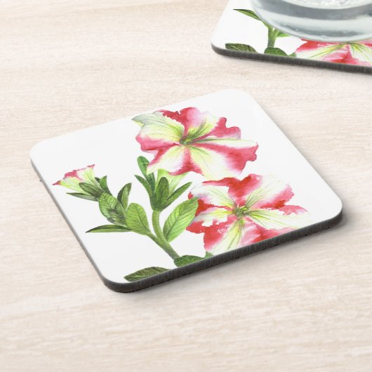Rosa und weiße Petunien Kunst und Kultur Untersetzer (Linke Seite)