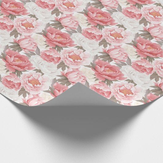 Rosa und weiße Pfennigfuchsen Geschenkpapier (Ecke)