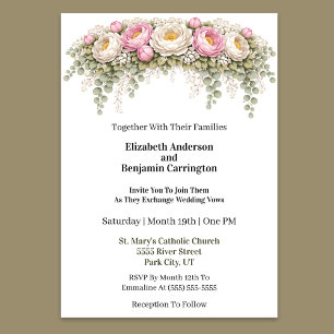 Rosa und Weiße Pfingstrosen-Hochzeit Einladung