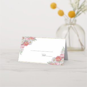 Rosa und Weiße Pfingstrosen-Hochzeit Platzkarte