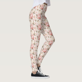 Rosa und weiße Pfirsiche blühen überdruckt Legging Leggings