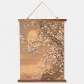 Rosa und weiße Pflaumenblüten im Mondschein, Shiza Wandteppich Mit Holzrahmen (Vorderseite)