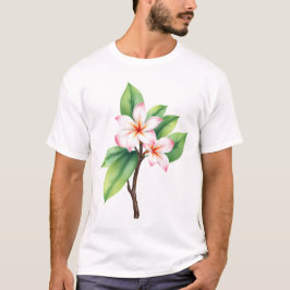 Rosa und weiße Plumerienblüten an einem Zweig T-Shirt