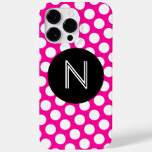 rosa und weiße Polka-Dosen-Schwarzkreismonogramm