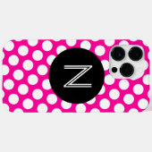 rosa und weiße Polka-Dosen-Schwarzkreismonogramm Case-Mate iPhone Hülle (Rückseite (Horizontal))