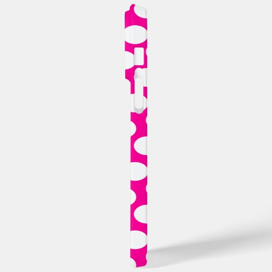 rosa und weiße Polka-Dosen-Schwarzkreismonogramm Case-Mate iPhone Hülle (Rückseite / Links)