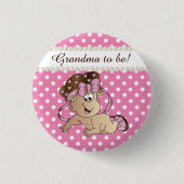 Rosa und weiße Polka-Dot | Baby Girl Button (Vorderseite)