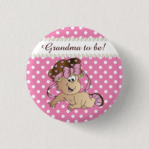 Rosa und weiße Polka-Dot   Baby Girl Button