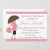 Rosa und weiße Polka Dot Babydusche Einladung (Vorne/Hinten)