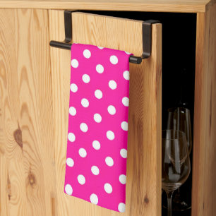 Rosa und weiße Polka Dot Küchentücher