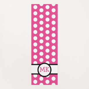 Rosa und weiße Polka Dot Niedlich Mit Monogramm Yogamatte