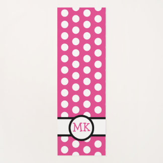 Rosa und weiße Polka Dot Niedlich Mit Monogramm Yogamatte