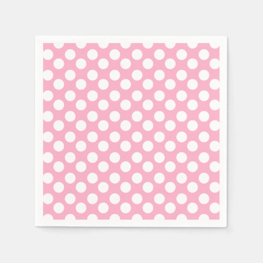 Rosa und weiße Polka Dot Paper Napkin Serviette (Vorderseite)