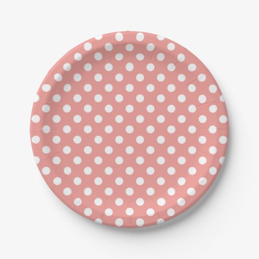 Rosa und weiße Polka Dot Party Pappteller (Vorderseite)