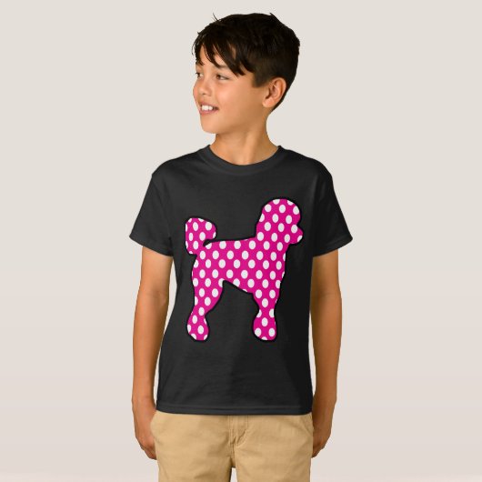 Rosa und weiße Polka Dot Poodle für 50er-Sockelei T-Shirt (Vorne ganz)