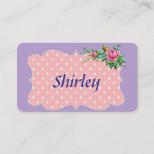 Rosa und weiße Polka-Dot Visitenkarte