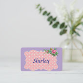 Rosa und weiße Polka-Dot Visitenkarte (Stehend Vorderseite)