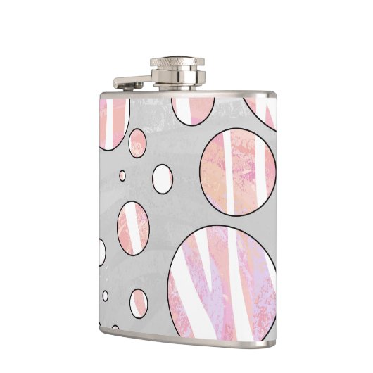 Rosa und weiße Polka Dot Zebra Flachmann (Links)