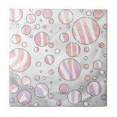 Rosa und weiße Polka Dot Zebra Fliese (Vorderseite)