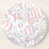 Rosa und weiße Polka Dot Zebra Getränkeuntersetzer (Vorne)
