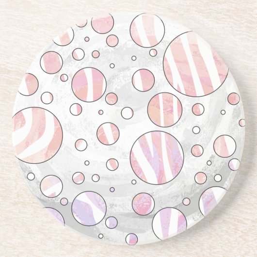 Rosa und weiße Polka Dot Zebra Getränkeuntersetzer (Vorne)