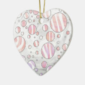 Rosa und weiße Polka Dot Zebra Keramik Ornament (Links)
