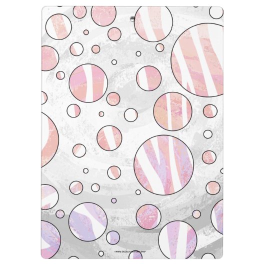 Rosa und weiße Polka Dot Zebra Klemmbrett (Rückseite)