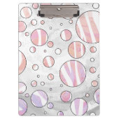 Rosa und weiße Polka Dot Zebra Klemmbrett (Vorderseite)