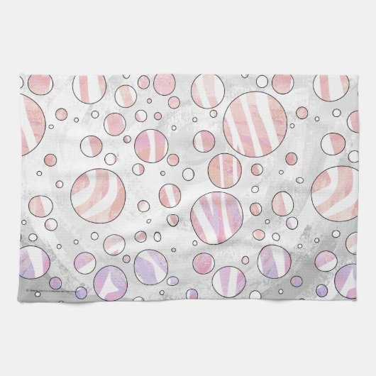 Rosa und weiße Polka Dot Zebra Küchentuch (Horizontal)