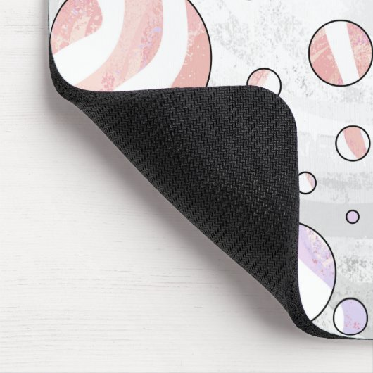 Rosa und weiße Polka Dot Zebra Mousepad (Ecke)