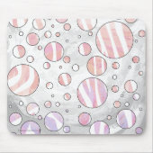 Rosa und weiße Polka Dot Zebra Mousepad (Vorne)