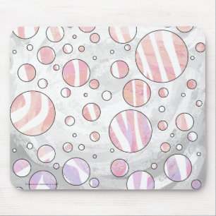 Rosa und weiße Polka Dot Zebra Mousepad