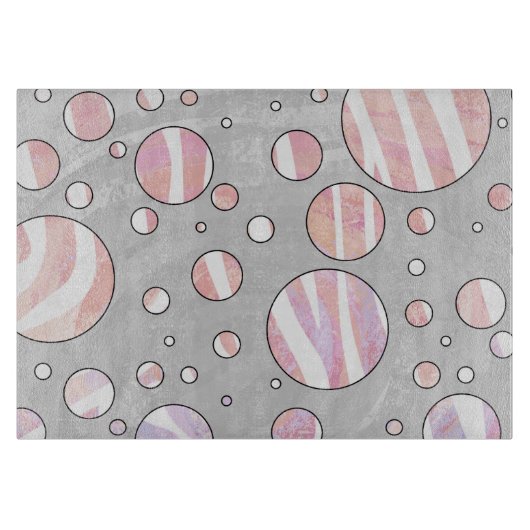 Rosa und weiße Polka Dot Zebra Schneidebrett (Vorderseite)