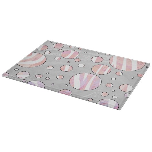Rosa und weiße Polka Dot Zebra Schneidebrett (Ecke)