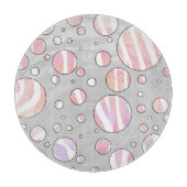 Rosa und weiße Polka Dot Zebra Schneidebrett (Vorderseite)