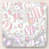 Rosa und weiße Polka Dot Zebra Untersetzer (Vorderseite)