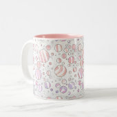 Rosa und weiße Polka Dot Zebra Zweifarbige Tasse (Vorderseite Links)