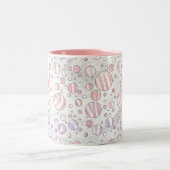 Rosa und weiße Polka Dot Zebra Zweifarbige Tasse (Mittel)
